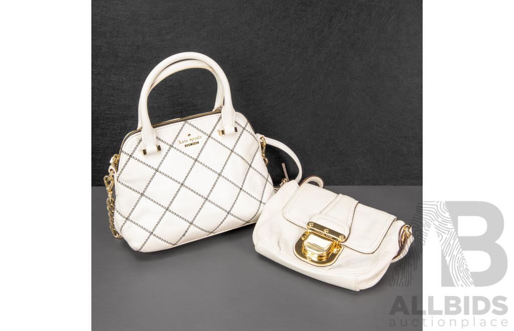 Pair of White Leather Cross Body Bags Including Kate Spade and Michael Kors