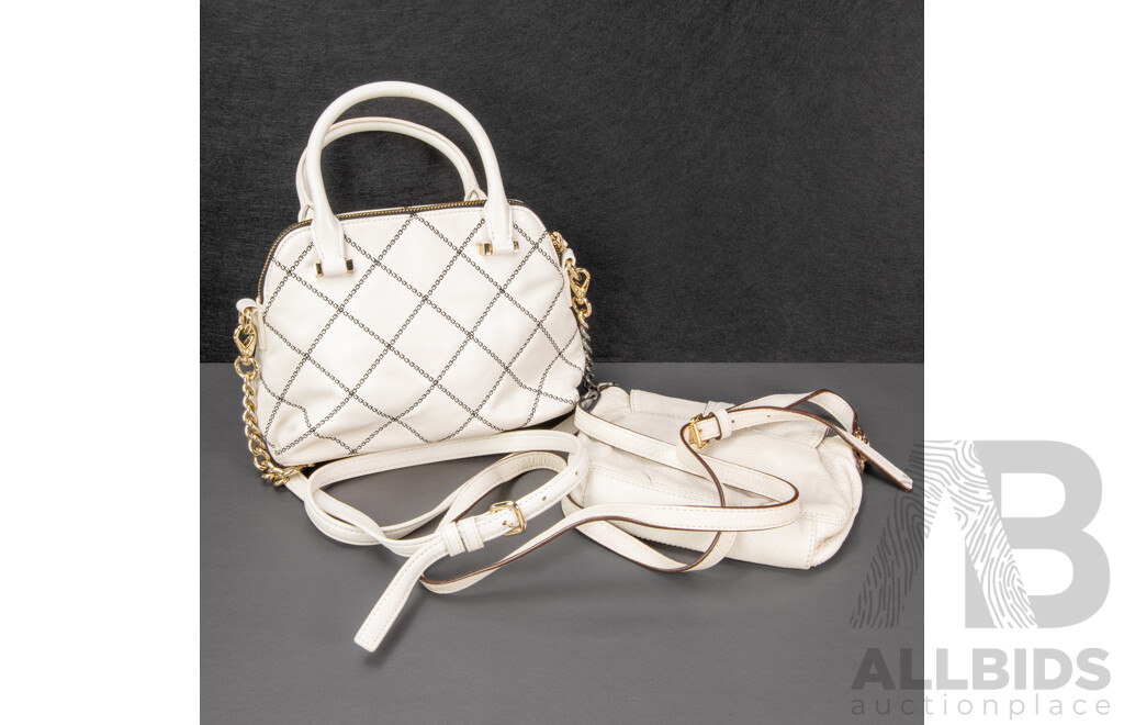 Pair of White Leather Cross Body Bags Including Kate Spade and Michael Kors