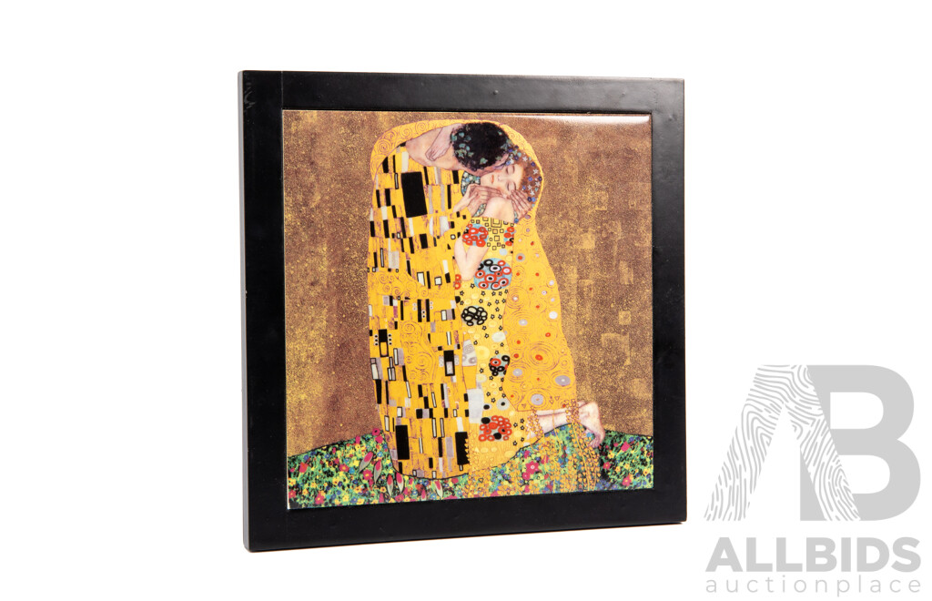 After Gustav Klimt, The Kiss, Enamel Wall Plaque
