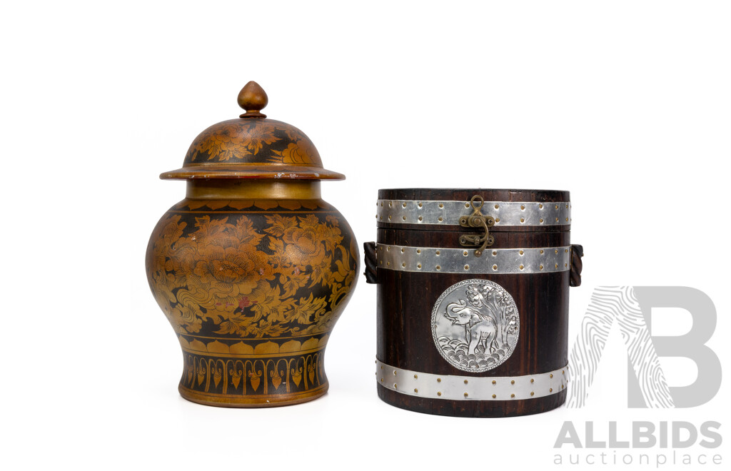 Barrel Form Ice Bucket and Lidded Vessel (2)