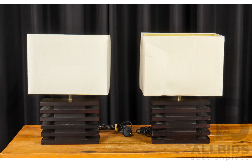 Pair of Modern Timber Table Lamps