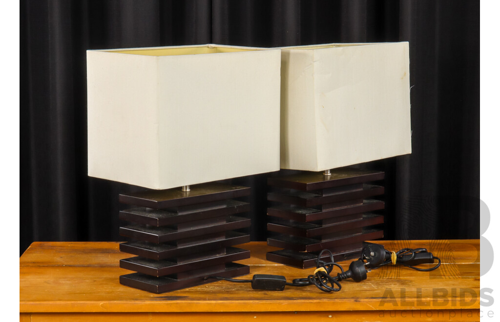 Pair of Modern Timber Table Lamps