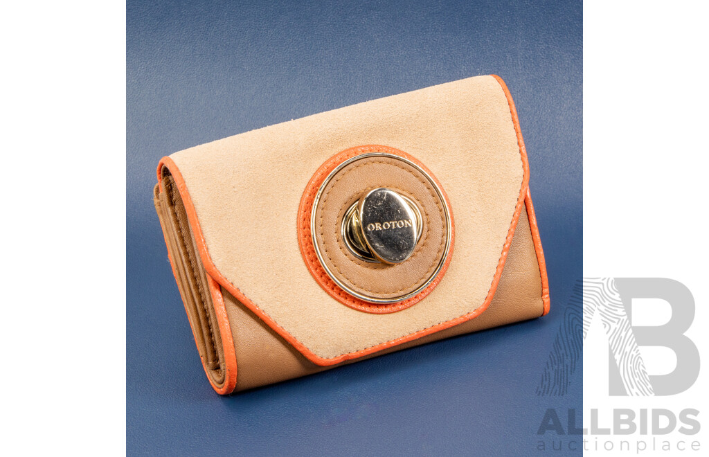 Suede and Leather Wallet/Small Clutch - by Oroton