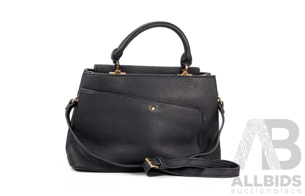 Black Pebbled Leather Hand/Shoulder Bag – by Prada