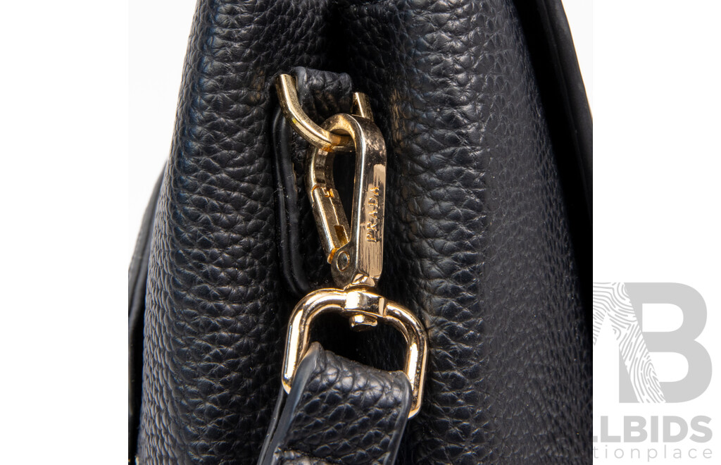 Black Pebbled Leather Hand/Shoulder Bag – by Prada
