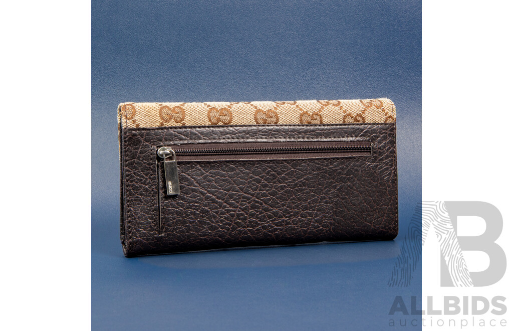 Vintage Canvas and Leather Long/Continental Wallet - by Gucci