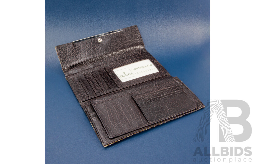 Vintage Canvas and Leather Long/Continental Wallet - by Gucci
