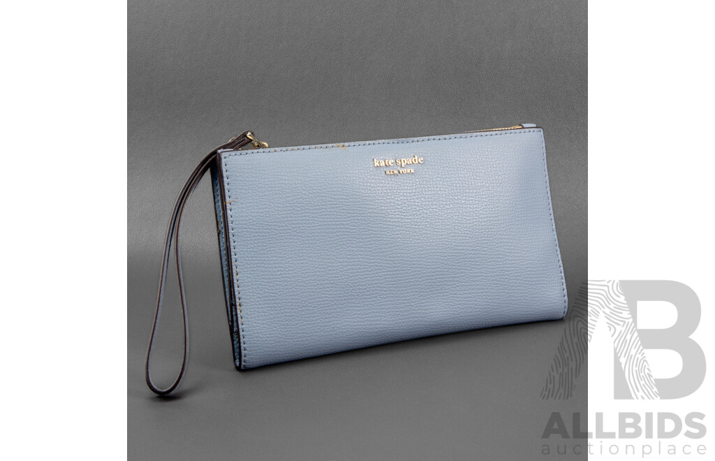 Dusty Blue Leather Clutch/Wristlet Wallet - by Kate Spade NY