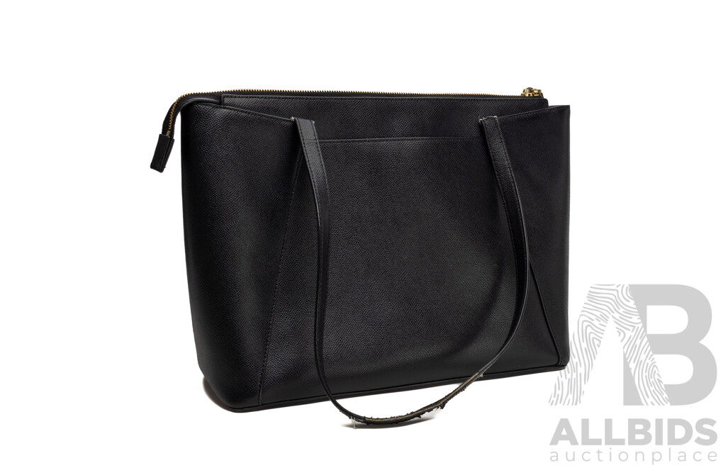 Michael Kors Saffiano Black Leather Top Zip Tote Bag - 39x26cms