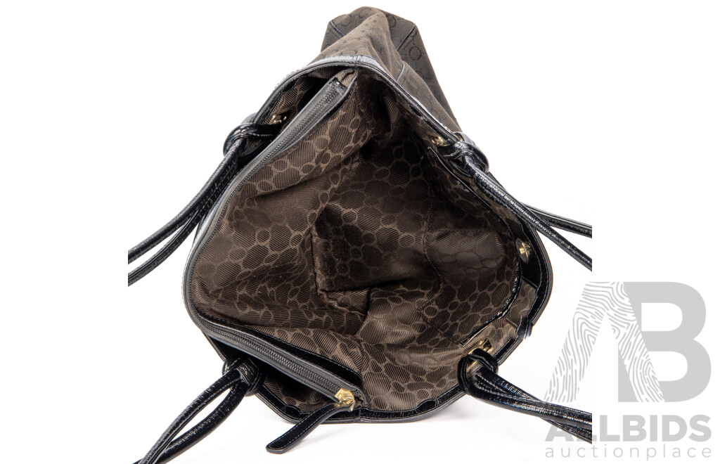 Ladies' Black Canvas and Leather Handbag by Oroton