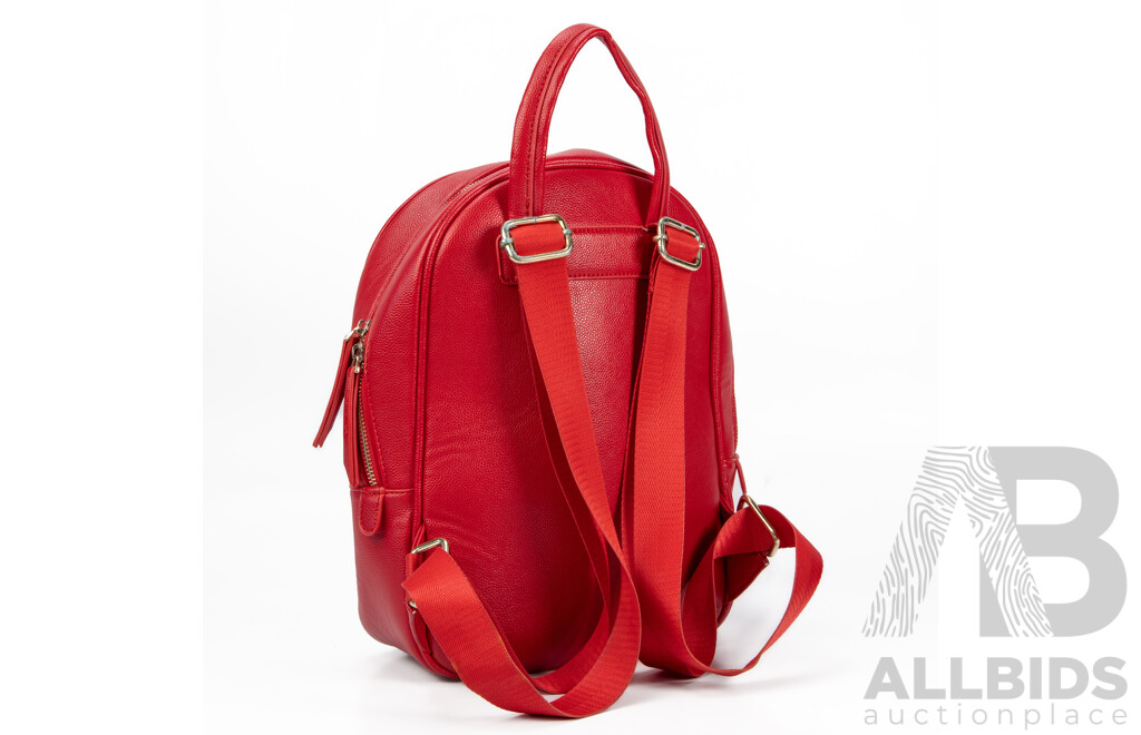 Pebbled Red Leather Backpack by Gucci
