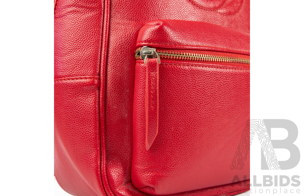 Pebbled Red Leather Backpack by Gucci