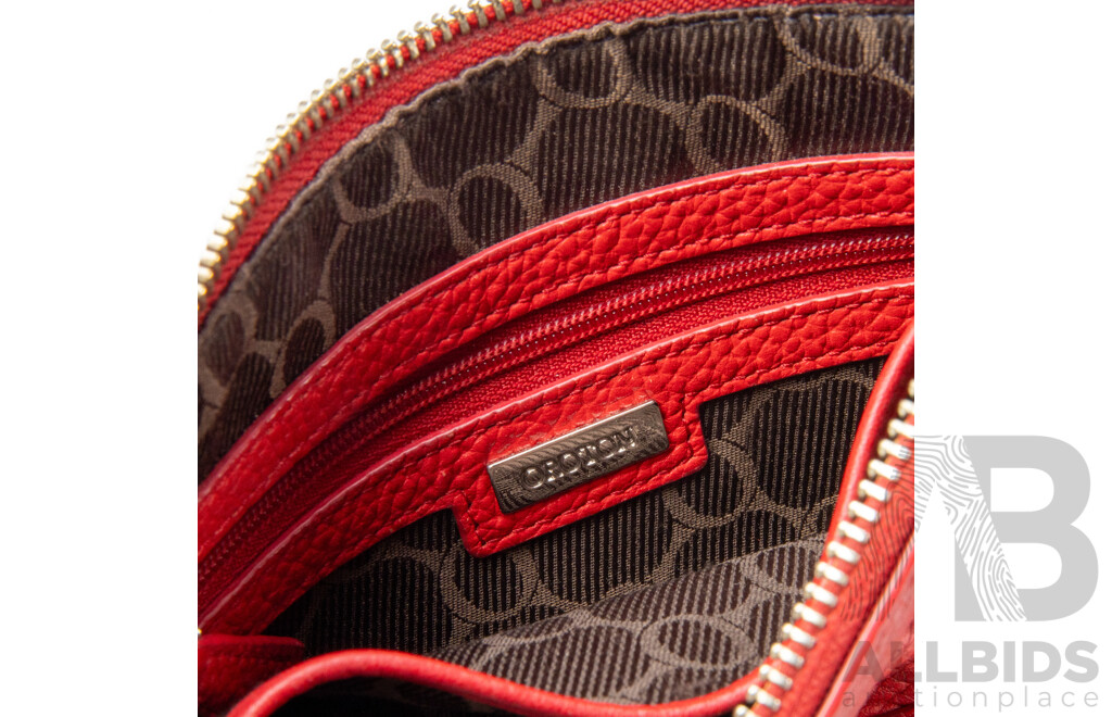Small Pebbled Red Genuine Leather Crossbody Bag by Oroton