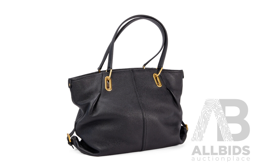Pebbled Black Genuine Leather Handbag by Hazzys