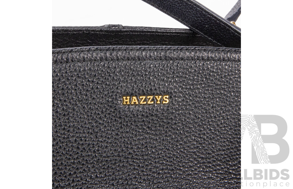 Pebbled Black Genuine Leather Handbag by Hazzys