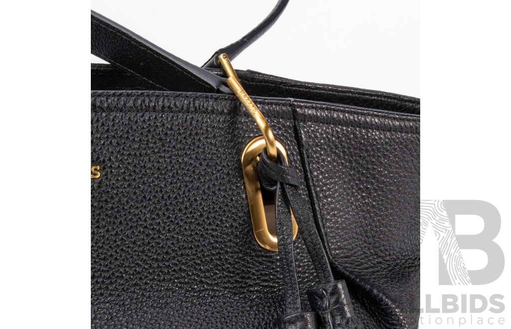Pebbled Black Genuine Leather Handbag by Hazzys