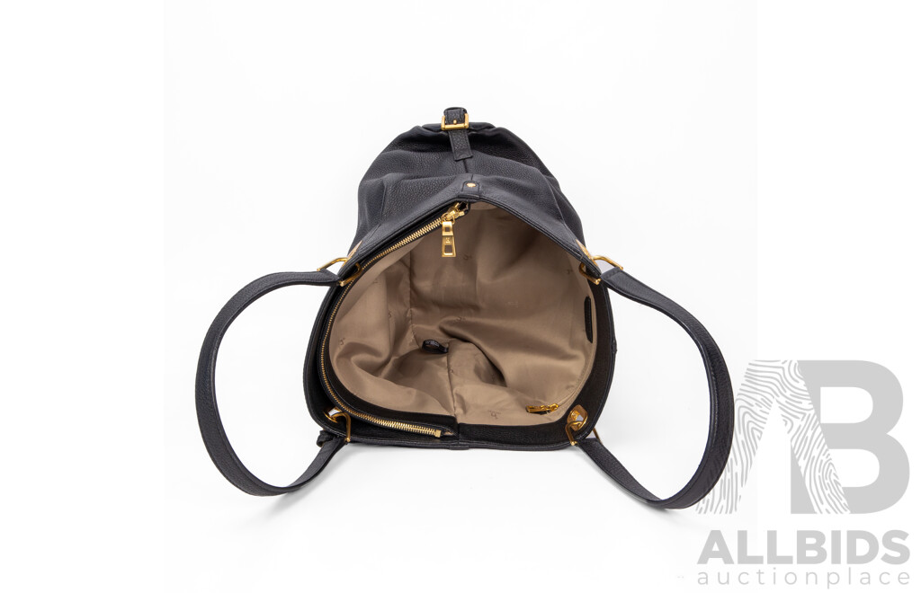 Pebbled Black Genuine Leather Handbag by Hazzys