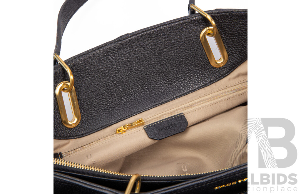 Pebbled Black Genuine Leather Handbag by Hazzys