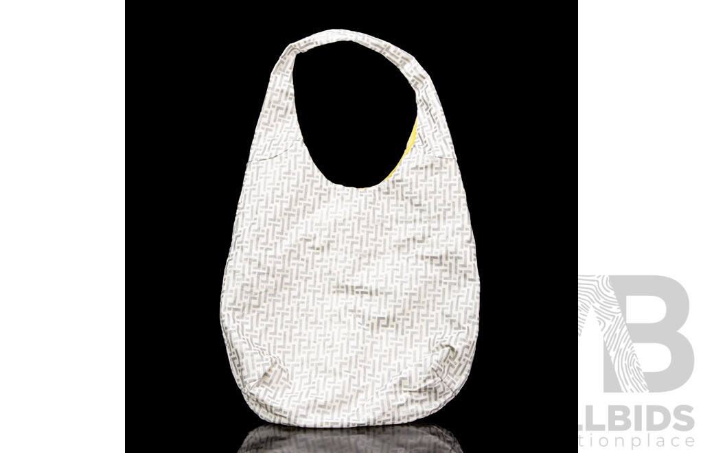 White and Silver Printed Cotton Tote Bag by Trinny, London