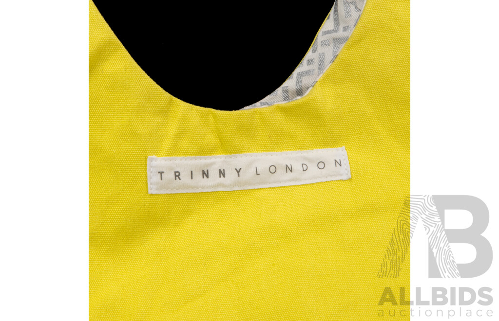 White and Silver Printed Cotton Tote Bag by Trinny, London