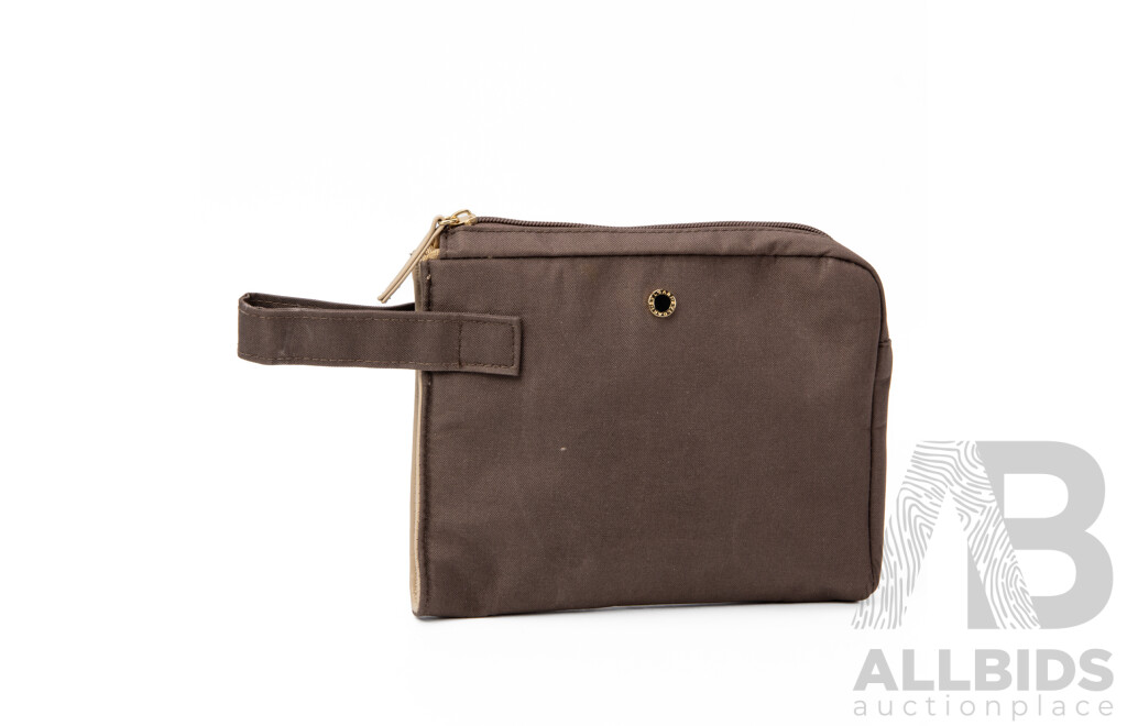 Brown Canvas Bathroom Bag by BVLGARI