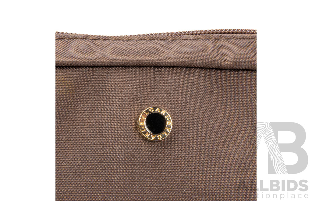 Brown Canvas Bathroom Bag by BVLGARI