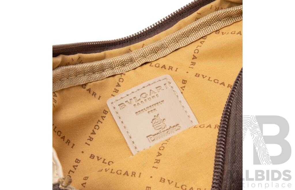 Brown Canvas Bathroom Bag by BVLGARI