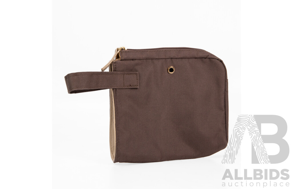 Brown Canvas Bathroom Bag by BVLGARI