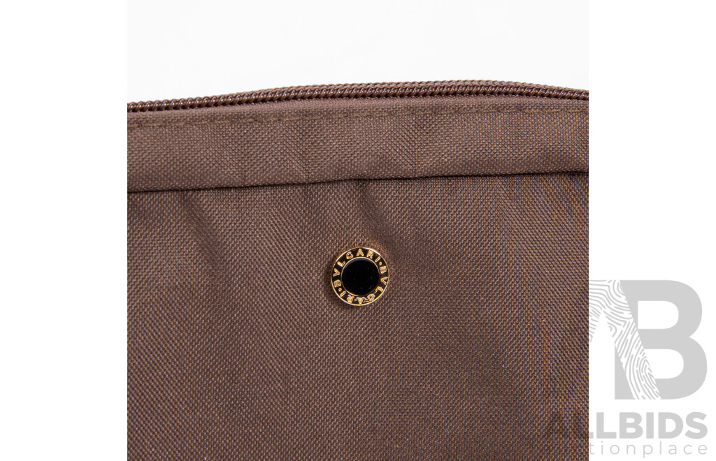 Brown Canvas Bathroom Bag by BVLGARI
