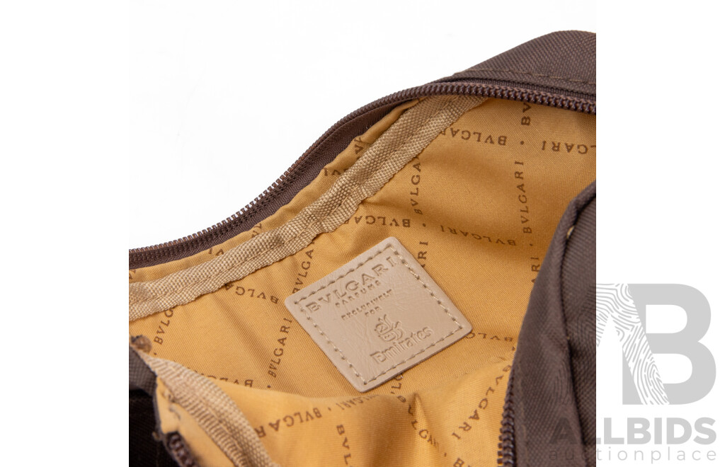Brown Canvas Bathroom Bag by BVLGARI