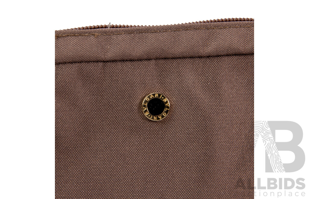 Brown Canvas Bathroom Bag by BVLGARI