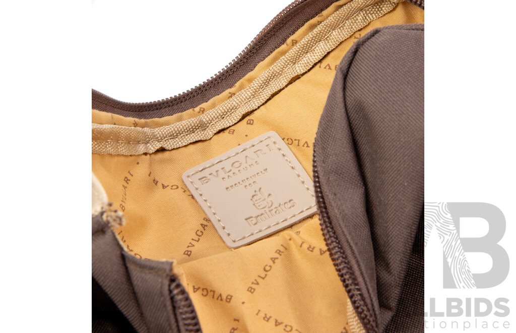 Brown Canvas Bathroom Bag by BVLGARI