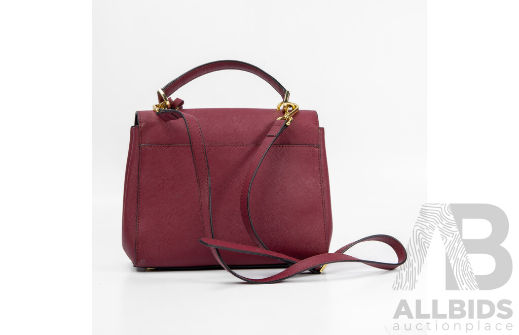Cherry Red Saffiano Leather & Brass Crossbody Shoulder Bag by Michael Kors