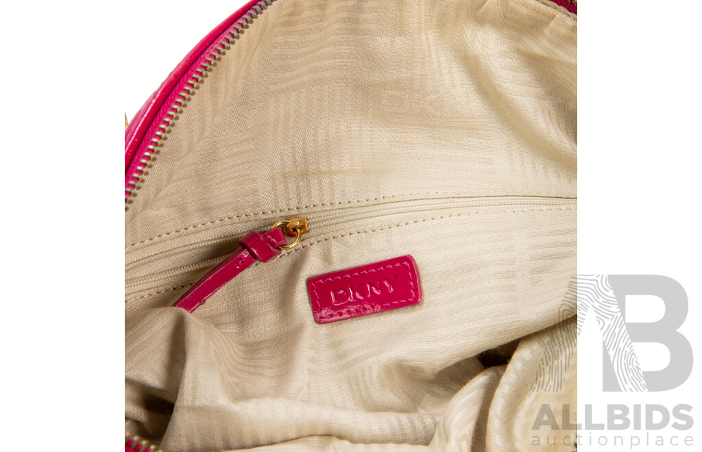 Canvas with Pink & Tan Leather Tote Bag by DKNY
