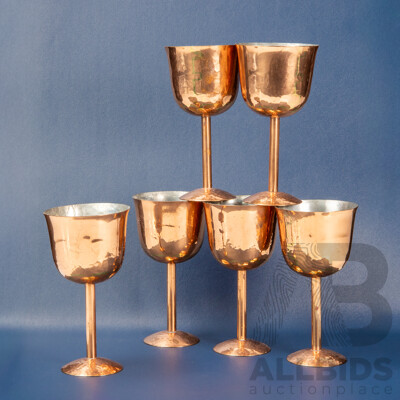 Collection of Hand Beaten Copper Goblets by Berczi