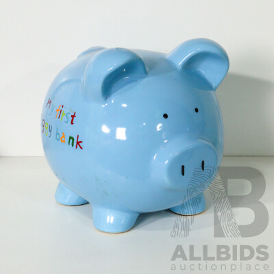 Large Blue 'My First Piggy Bank'
