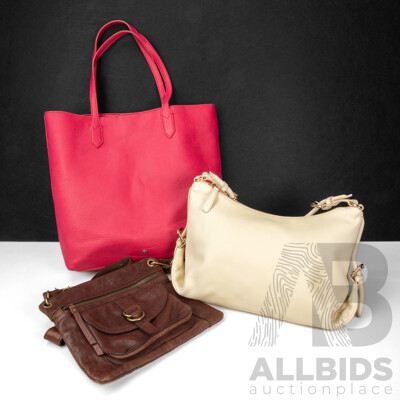 Collection of Three Bags Including Oroton, Laura Ashley, and Fossil