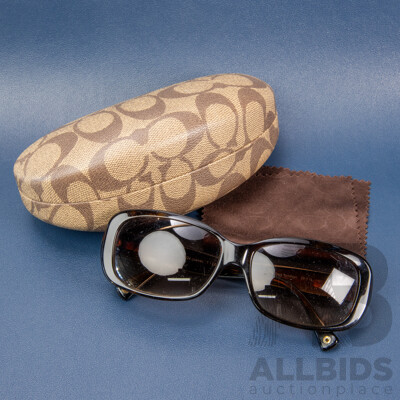 COACH Joanie Sunglasses in Dark Tortoise with Case