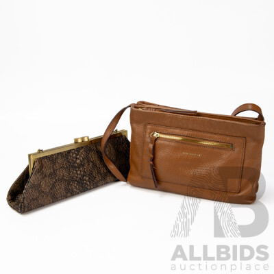 Ted Baker Brown Crossbody with Olga Berg Brown Snakeskin Embossed Bag
