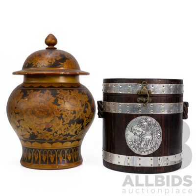 Barrel Form Ice Bucket and Lidded Vessel (2)