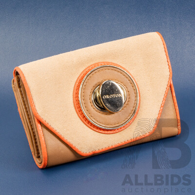 Suede and Leather Wallet/Small Clutch - by Oroton