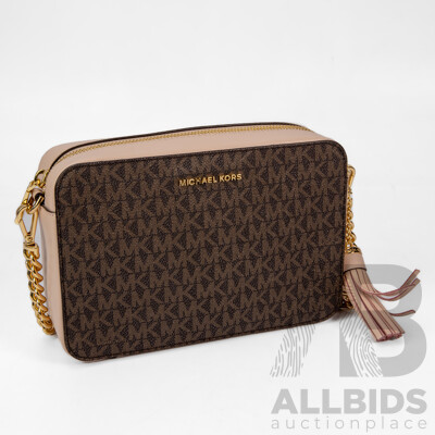 Brown/Taupe Camera-Style Crossbody Bag - by Michael Kors