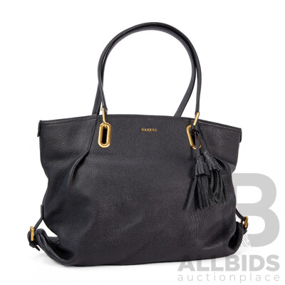 Pebbled Black Genuine Leather Handbag by Hazzys