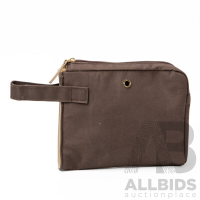 Brown Canvas Bathroom Bag by BVLGARI