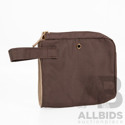 Brown Canvas Bathroom Bag by BVLGARI