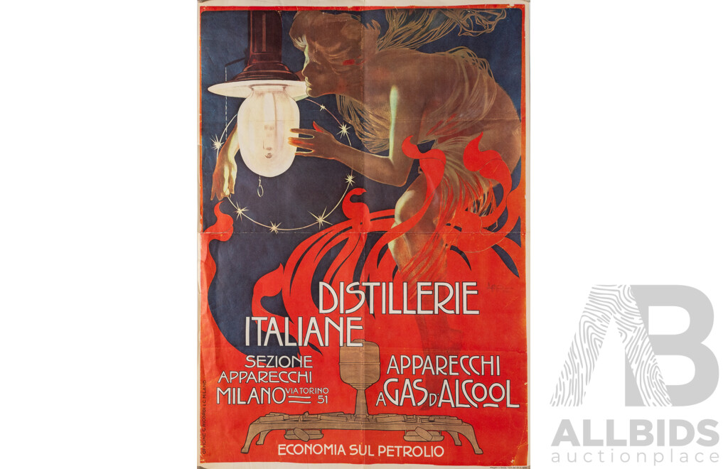 Distillerie Italiane, Fonotipia Dischi Artistici & Mele & Ci: Napoli - Absolutely Wonderful Trio of Colour Vintage Art Nouveau Italian Advertisement Reproduction Chromlithographs, 65 x 46 cm (dimensions unframed) (3)