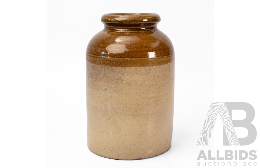 Late 19th Century Lithgow Pottery Stoneware Bung Jar and Reference Book Signed by Ian Evans
