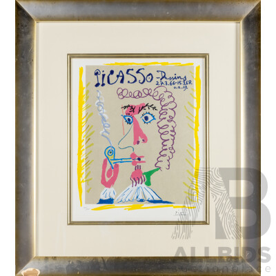 Pablo Picasso (19/20th Centuries, Spanish-French, 1881-1973), Dessins [Pipe Smoker], Limited Edition Signed in Plate Giclee Print, 82H x 73W cm (frame)