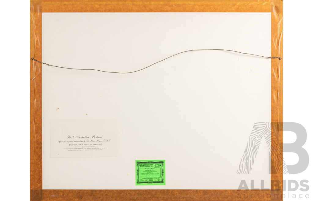 Sir Hans Heysen, (German-Born Australian, 1877-1968), South Australian Pastoral, Reproduction Print after Original Watercolour, 55.5 x 69 cm (frame)