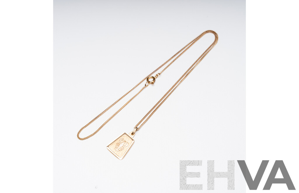 9ct Yellow Gold Necklace & Pendant - 3.17gms